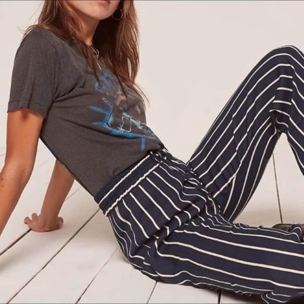 Reformation Weekend Drawstring Pants in Capone Stripe XS - Picture 3 of 5